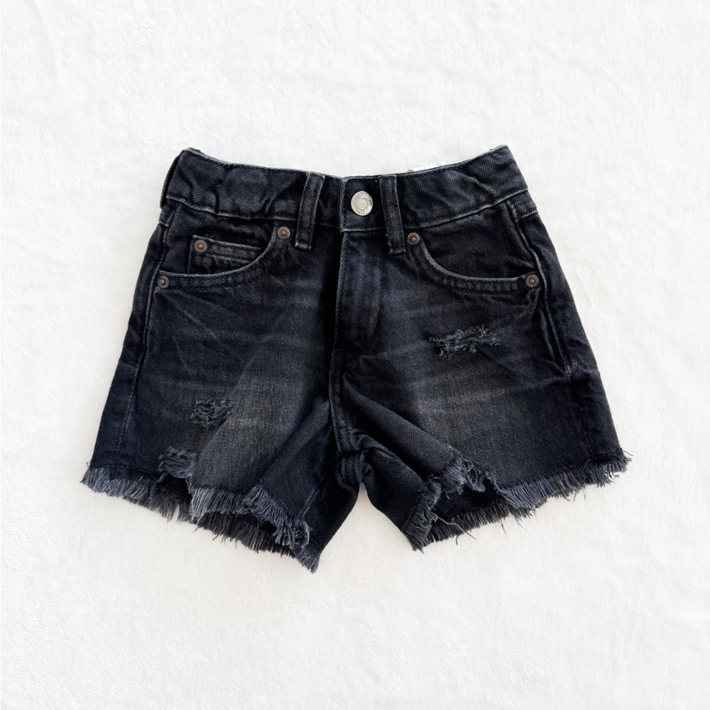 ZARA Girls Black Distressed Denim Shorts size  6–7